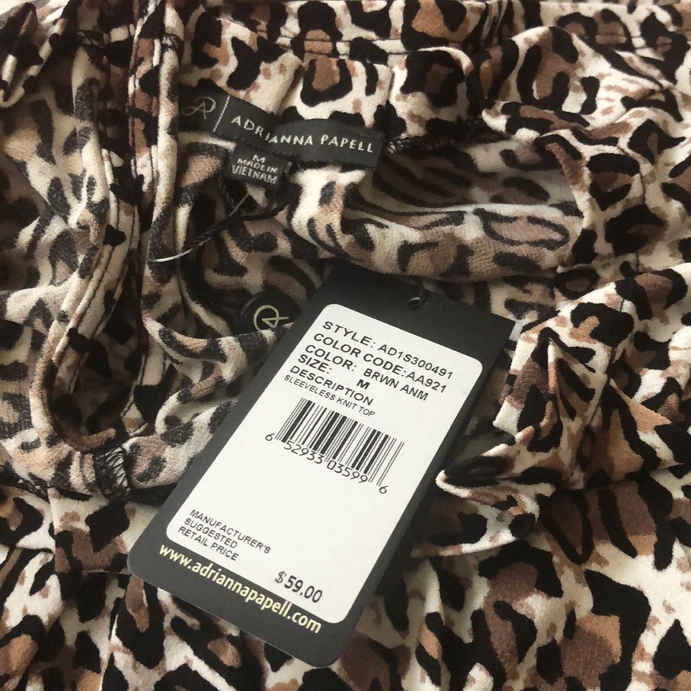 Adrianna Papell leopard print sleeveless blouse M - Picture 7 of 8